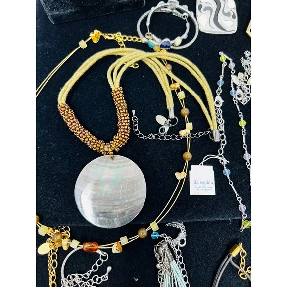 Lia Sophia Silver & Gold Tone Necklace, Bracelet & Earring Lot Of 35 - Picture 15 of 16